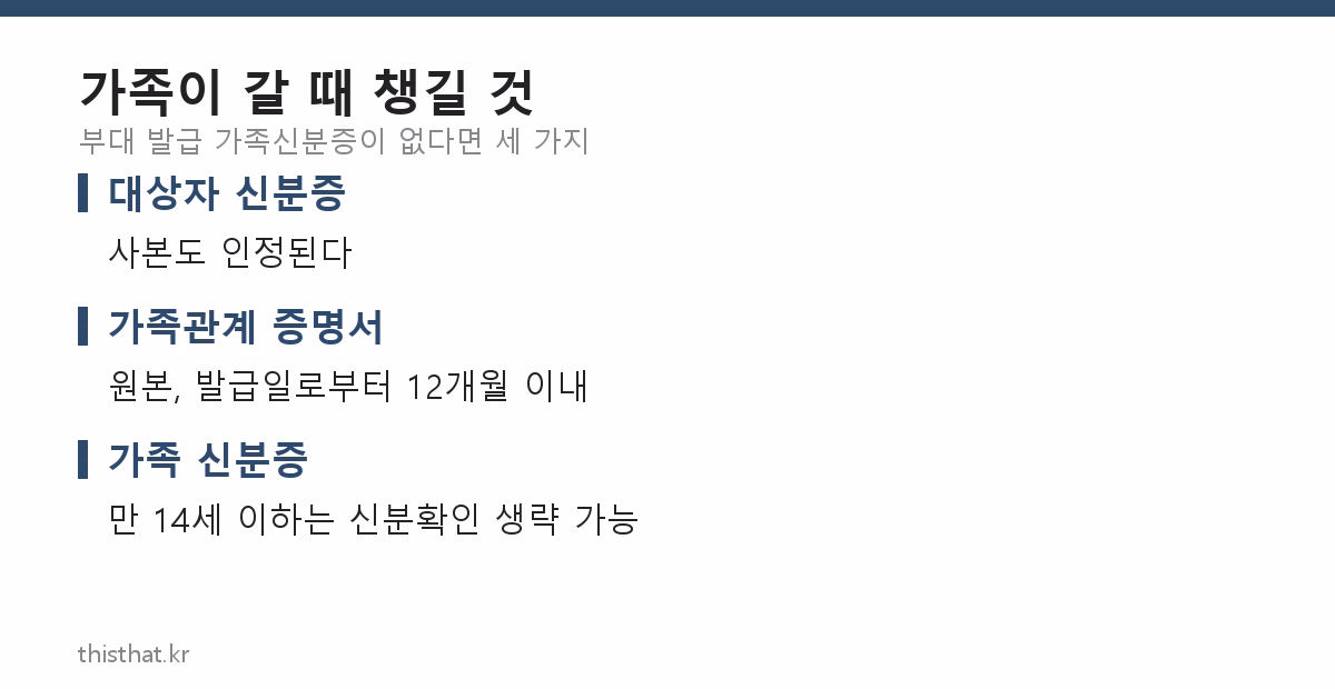 가족이 군마트 갈 때 필요한 서류
