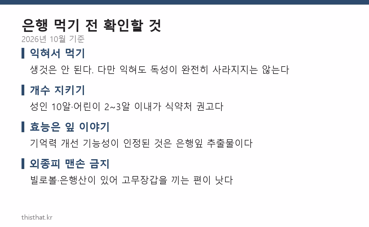 은행 먹기 전 확인할 네 가지