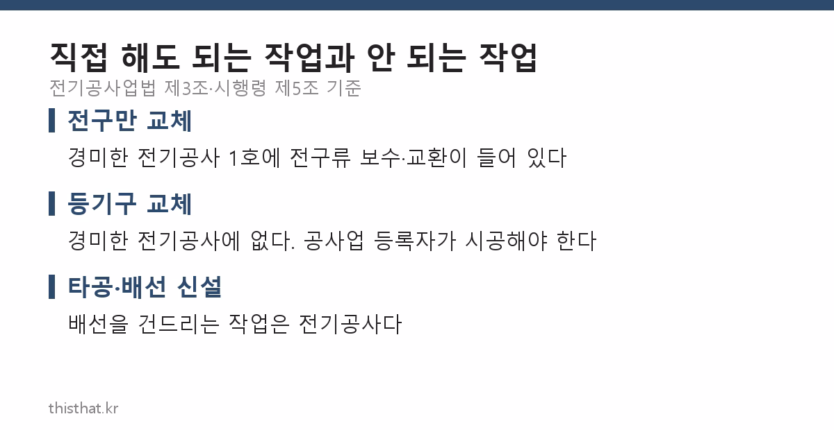 직접 해도 되는 작업과 안 되는 작업