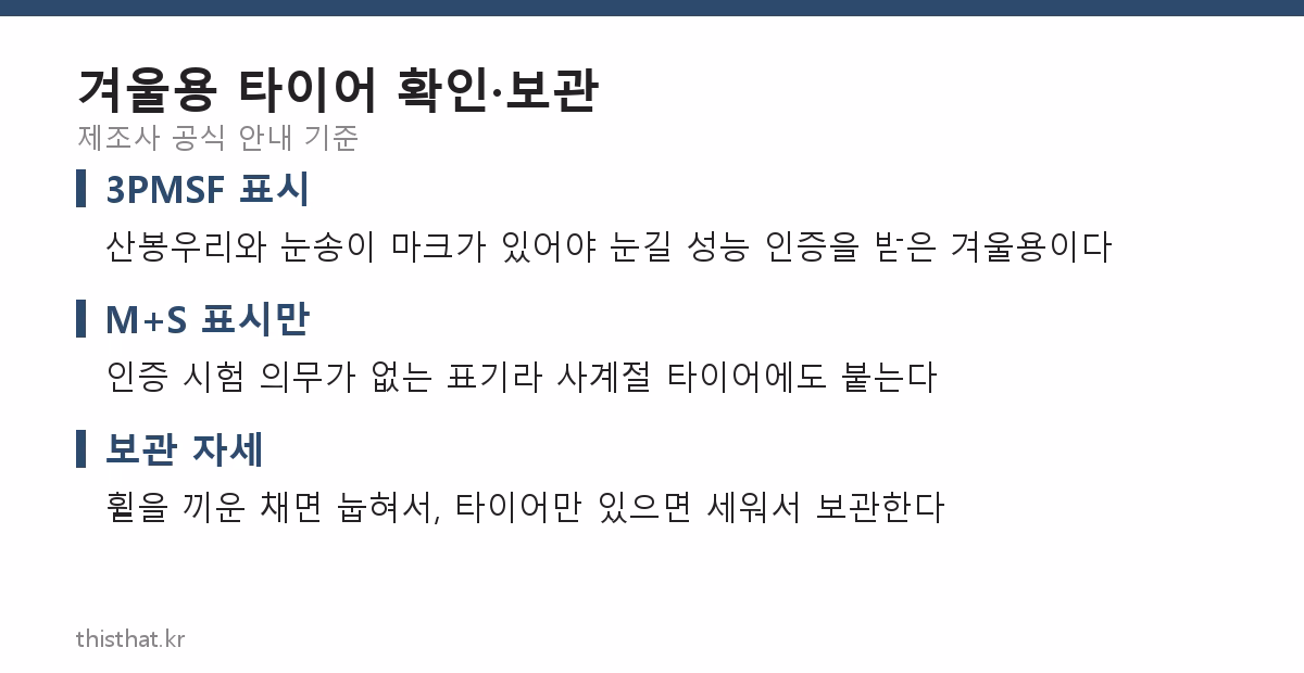 겨울용 타이어 확인 표시와 보관 자세 정리